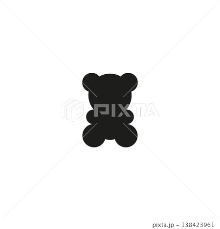 Vector isolated one sitting teddy bear toy full face colorless black outline silhouette shadow Vector isolated one sitting teddy bear toy full face colorless black outline silhouette shadow 138423961