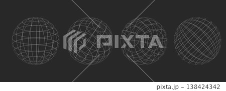 Globe grid spheres. Striped 3D spheres, geometry globe grid, Striped 3D orbs, Earth longitude and latitude line wireframe spheres, Earth globe hemispheres set. Geometry globe grid, Globe grid spheres. Striped 3D spheres, geometry globe grid, Striped 3D orbs, Earth longitude and latitude line wireframe spheres, Earth globe hemispheres set. Geometry globe grid, 138424342