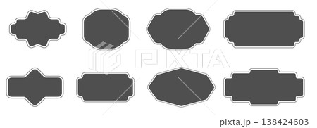 Vintage label set, elegant art deco frame, banner. Classic tags for handmade branding and rustic packaging. Sale sticker, certificate retro emblem  138424603