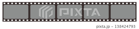 映画フィルムの5コマ連続イラスト（濃いグレー） 138424793