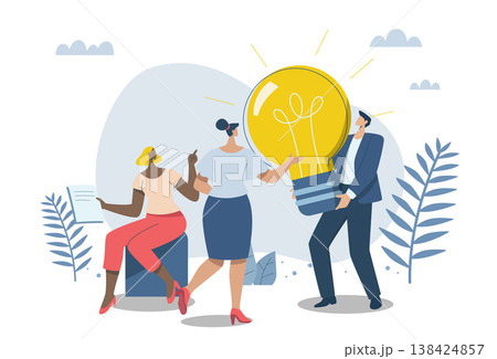 Brainstorming ideas creative, Finding suitable solutions and strategies together, Working as a team or collaboration, Cooperation, Team gathering ideas. Vector design illustration. Brainstorming ideas creative, Finding suitable solutions and strategies together, Working as a team or collaboration, Cooperation, Team gathering ideas. Vector design illustration. 138424857
