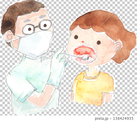 Illustration of a child receiving a dental checkup. Illustration of a child receiving a dental checkup. 138424935
