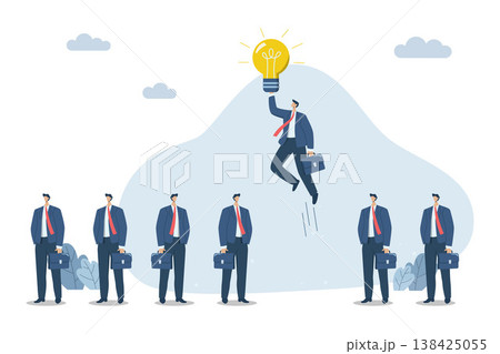 Think different, stand out from the crowd. businessman working with different business ideas Straight to success, with businessmen walking away from the pack symbol of difference and creative. Think different, stand out from the crowd. businessman working with different business ideas Straight to success, with businessmen walking away from the pack symbol of difference and creative. 138425055