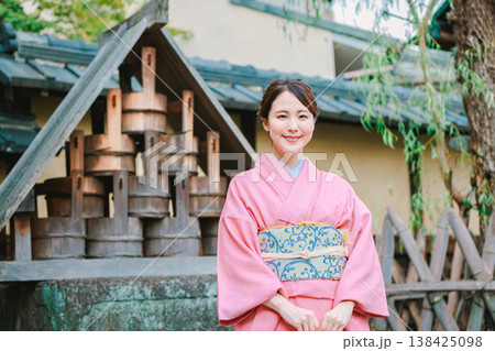 京都の観光地を巡る着物姿の若い女性 京都の観光地を巡る着物姿の若い女性 138425098