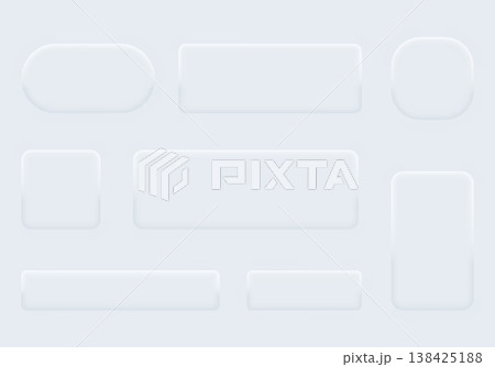 White neumorphic interface element collection with rounded panels on light gray background White neumorphic interface element collection with rounded panels on light gray background 138425188