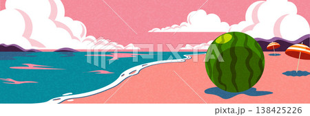 Flat design summer banner set with beach, travel and outdoor scenes. Flat design summer banner set with beach, travel and outdoor scenes. 138425226