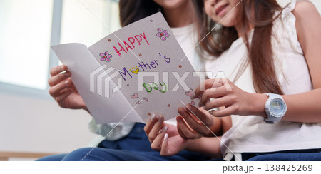 Mother's Day celebration with handmade card 138425269