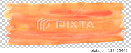 Red orange watercolour gradient textured fluffy cloud shape horizontal stain background. Abstract warm colors wash technique watercolor blob for nature heat concept, brush stroke texture 138425461
