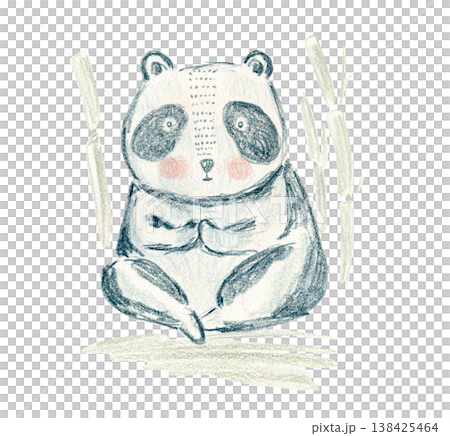 Cute crayon color pencils textured hand drawing panda illustration. Lovely childish asian bear animal clipart for kids print design, textile decoration, greeting cards, stickers Cute crayon color pencils textured hand drawing panda illustration. Lovely childish asian bear animal clipart for kids print design, textile decoration, greeting cards, stickers 138425464