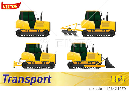 set icons yellow tractors vector illustration set icons yellow tractors vector illustration 138425670