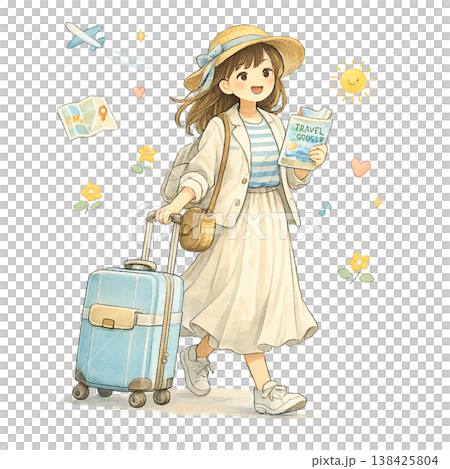 A woman traveling (illustration) 138425804