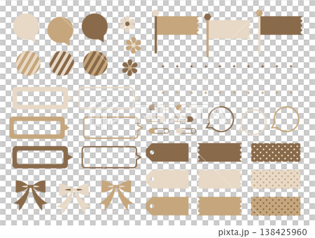 ナチュラルベージュ UIパーツセット シンプルデザイン素材 138425960