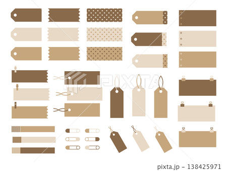 ベージュ ラベルタグセット ナチュラル見出しデザイン素材 138425971