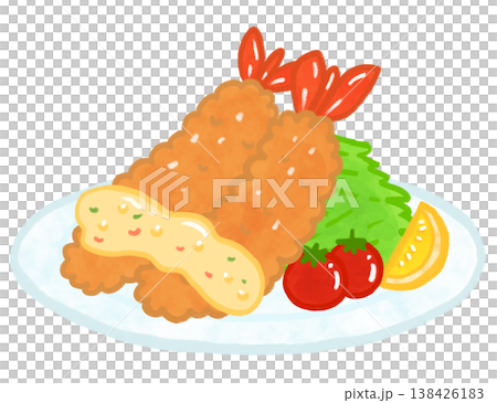 水彩風エビフライのイラスト カフェメニュー 素材 水彩風エビフライのイラスト カフェメニュー 素材 138426183