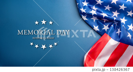 Blue background with American flag. Blue background with American flag. 138426367