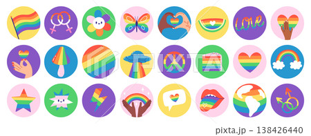 Set of colorful LGBT stickers Set of colorful LGBT stickers 138426440