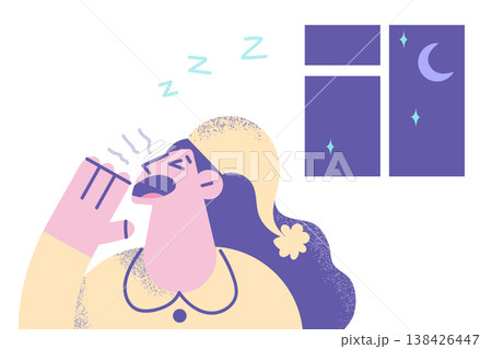 Young woman in pajama suffer from insomnia Young woman in pajama suffer from insomnia 138426447
