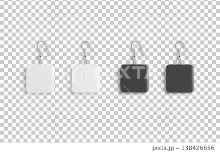 Blank black and white pair square earring mockup png, transparent background, 3d rendering. Empty beauty jewellery earrings pendant mock up cut out. Clear plastic or stone precious teardrop template. Blank black and white pair square earring mockup png, transparent background, 3d rendering. Empty beauty jewellery earrings pendant mock up cut out. Clear plastic or stone precious teardrop template. 138426656
