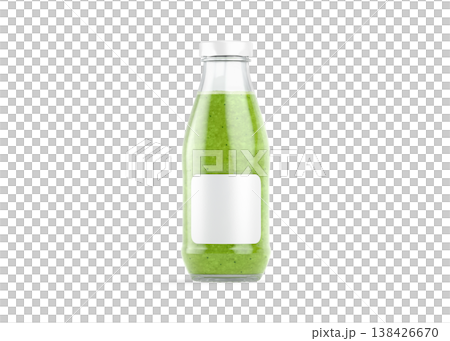 Blank transparent glass kiwi smoothie bottle with white label mockup png, transparent background, 3d rendering. Empty kiwis beverage in pack mock up cut out, front view. Clear vitamin green drink. Blank transparent glass kiwi smoothie bottle with white label mockup png, transparent background, 3d rendering. Empty kiwis beverage in pack mock up cut out, front view. Clear vitamin green drink. 138426670