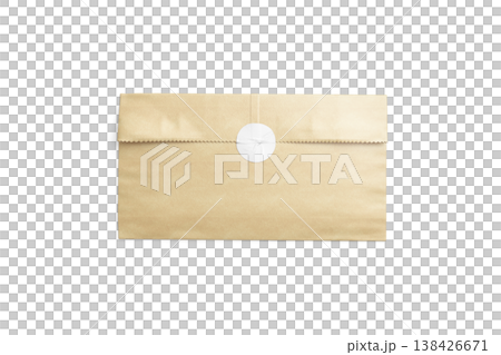 Blank craft rectangle paper bag with white sticker mockup png, transparent background, 3d rendering. Empty premiss letter cover with round sticker mock up cut out. Clear postal mail packing template. Blank craft rectangle paper bag with white sticker mockup png, transparent background, 3d rendering. Empty premiss letter cover with round sticker mock up cut out. Clear postal mail packing template. 138426671
