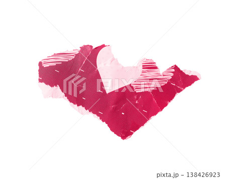 Torn wrapping paper with hearts for romantic Valentines Day. jagged edge, uneven rough texture, red 138426923