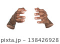 Two outstretched hands reach forward in a holding and grabbing gesture closeup. Open palms and 138426928