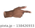 Close-up of a male hand with index finger pointing forward in a clear indicating gesture. The hand 138426933