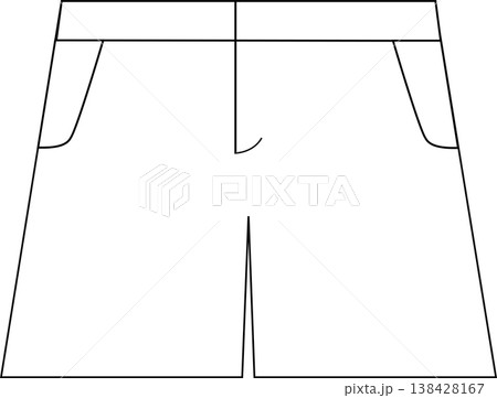 暑い日に穿くシンプルなハーフパンツのイラスト_白_レディース 138428167