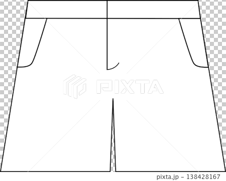 暑い日に穿くシンプルなハーフパンツのイラスト_白_レディース 138428167