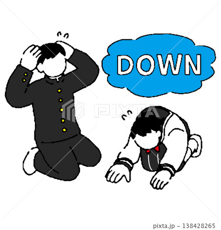 困惑する学生服姿の男女 138428265