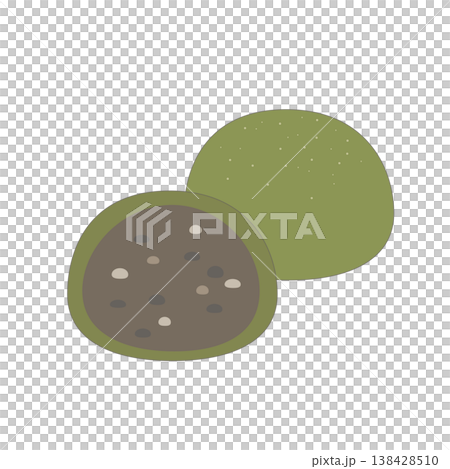 Kusamochi (rice cake with mugwort) - Japanese sweet illustration - cute, simple, transparent background Kusamochi (rice cake with mugwort) - Japanese sweet illustration - cute, simple, transparent background 138428510