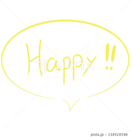Happyメッセージの吹き出しイラスト（黄色 / 明るい / ポップ / 幸運） 138428596