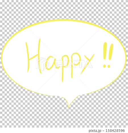 Happyメッセージの吹き出しイラスト（黄色 / 明るい / ポップ / 幸運） 138428596