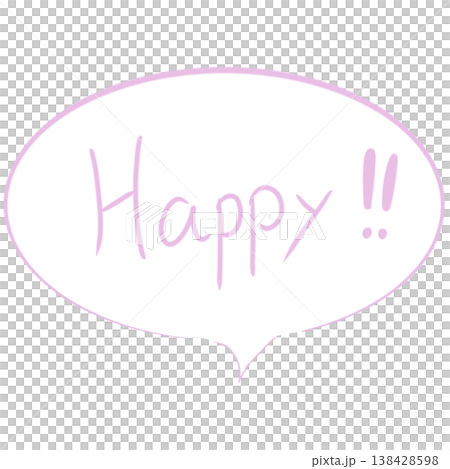 Happyメッセージの吹き出しイラスト（紫 / 上品 / エレガント / 華やか） 138428598