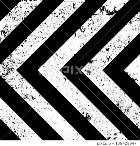 Warning sign with black diagonal lines. Attention, danger or caution symbol. Construction site signage, road safety notice, hazard banner, security alert shield. Vector illustration 138428947