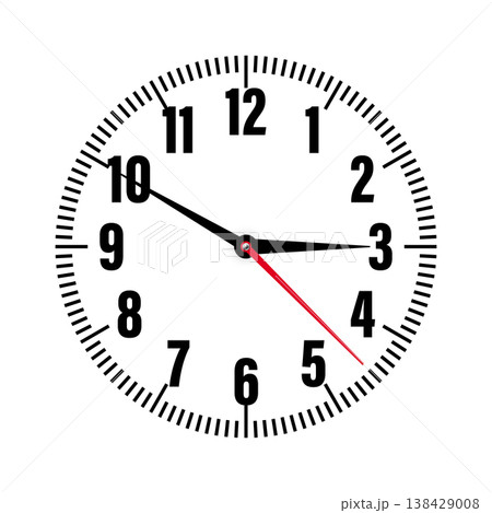 Mechanical clock face with arabic numerals, bezel. Watch dial with minute, hour marks and numbers. Timer or stopwatch element. Blank measuring circle scale with divisions. Vector illustration Mechanical clock face with arabic numerals, bezel. Watch dial with minute, hour marks and numbers. Timer or stopwatch element. Blank measuring circle scale with divisions. Vector illustration 138429008