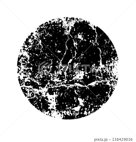 Grunge round shape with stains and scratches. Circle brush stroke, design element. Distressed dirty text frame, border, sticker or label. Paintbrush, ink stains. Vector illustration Grunge round shape with stains and scratches. Circle brush stroke, design element. Distressed dirty text frame, border, sticker or label. Paintbrush, ink stains. Vector illustration 138429016