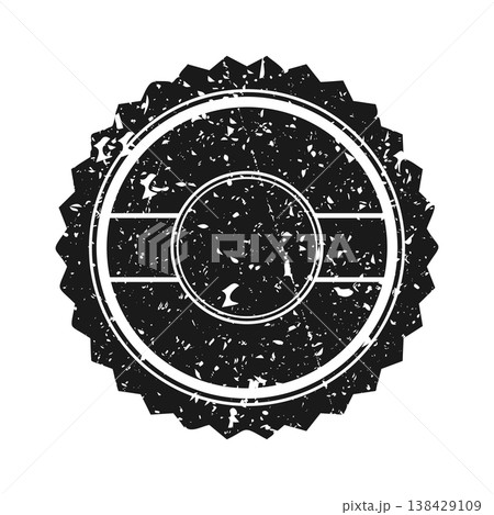 Post stamp, label or badge. Grunge imprint and postmark. Brown vintage circle postcard watermark. Used envelope design element. Vector illustration 138429109