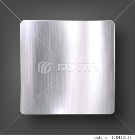 Realistic metal banner. Brushed steel or aluminium plate. Polished metal surface. Old grunge texture with scratches. Vector illustration 138429115