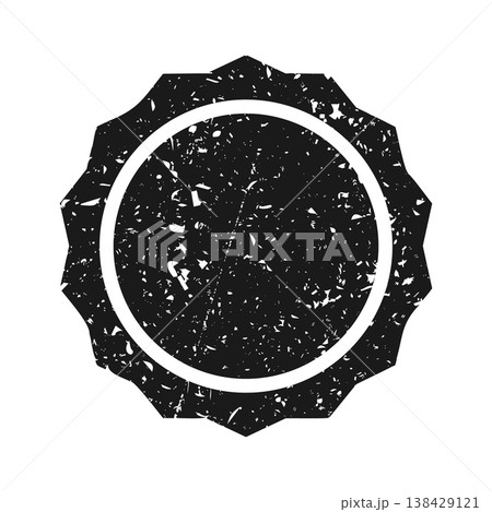 Post stamp, label or badge. Grunge imprint and postmark. Brown vintage circle postcard watermark. Used envelope design element. Vector illustration 138429121