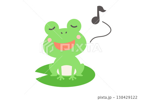 歌うかわいいカエルのベクターイラスト 138429122