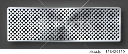 Realistic metal banner. Brushed steel or aluminium plate. Polished metal surface. Old grunge texture with scratches. Vector illustration Realistic metal banner. Brushed steel or aluminium plate. Polished metal surface. Old grunge texture with scratches. Vector illustration 138429130