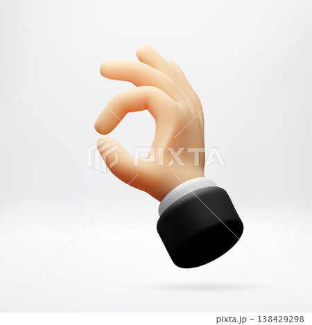 3D hand showing okay gesture. 3D hand showing okay gesture. 138429298
