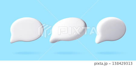 Three white 3D speech bubbles 138429313