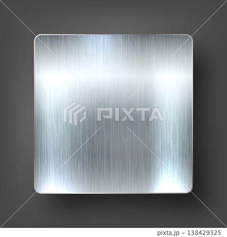 Realistic metal banner. Brushed steel or aluminium plate. Polished metal surface. Old grunge texture with scratches. Vector illustration Realistic metal banner. Brushed steel or aluminium plate. Polished metal surface. Old grunge texture with scratches. Vector illustration 138429325
