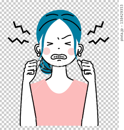 まとめ髪の若い女性　イライラしてヒステリックな表情をしている女性 138429353