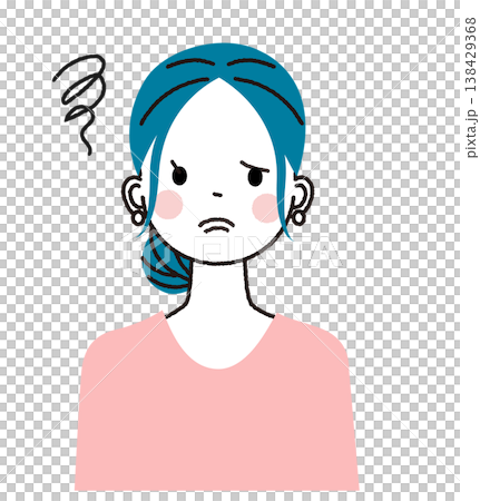 まとめ髪の若い女性　モヤモヤした表情の女性 138429368
