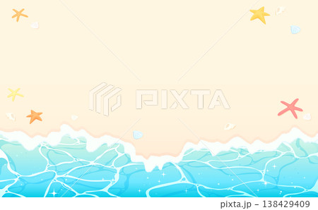 キラキラした波打ち際と砂浜の背景2_横 138429409