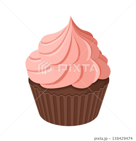 Cute Strawberry Cupcake Dessert Cartoon Vector Illustration Cute Strawberry Cupcake Dessert Cartoon Vector Illustration 138429474
