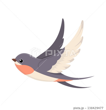 Cartoon Cute Animal Flying Swallow Bird Vector Illustration 138429477